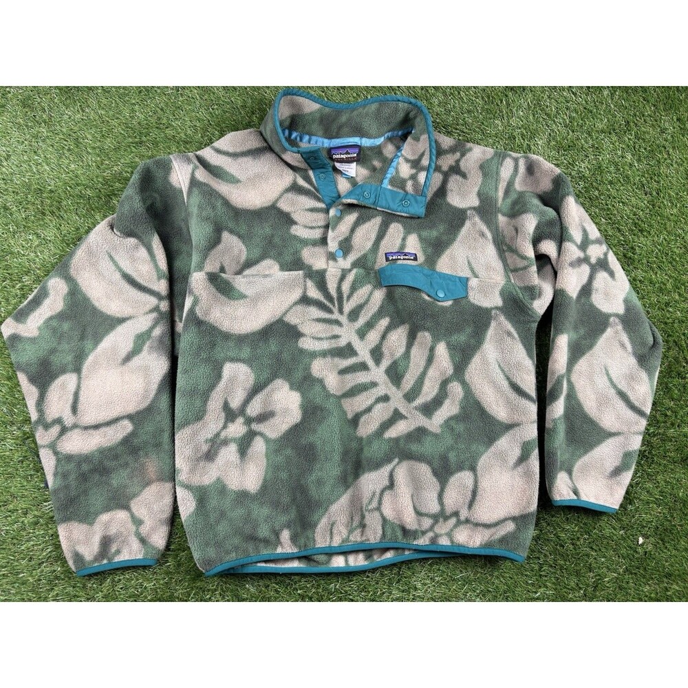 Patagonia Synchilla Snap-T Fleece Pullover Spice Garden Floral Hawaiian Mens L